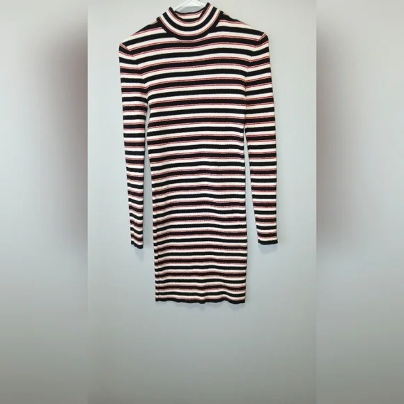 Forever 21 Y2K striped mock neck midi dress Women's size Small preppy ac… - Picture 1 of 6